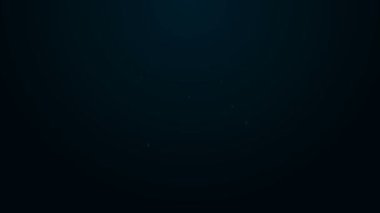 Parlayan neon hattı bahçe hortumu ya da yangın hortumu ikonu siyah arka planda izole edilmiş. Sprey tabanca ikonu. Su ekipmanları. 4K Video hareketli grafik canlandırması