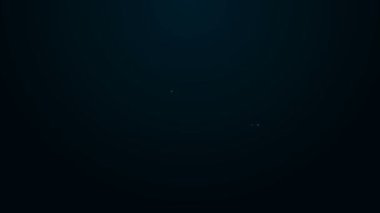 Parlayan neon hattı zincir testeresi simgesi siyah arkaplanda izole edildi. 4K Video hareketli grafik canlandırması