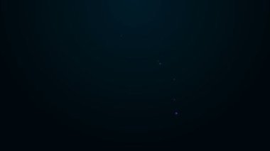 Parlayan neon hattı fırın simgesi siyah arkaplanda izole edildi. Fırın tabelası. 4K Video hareketli grafik canlandırması