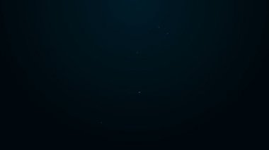 Siyah arka planda izole edilmiş kabza simgesi olan parlak neon çizgisi Kettle. Çaydanlık ikonu. 4K Video hareketli grafik canlandırması