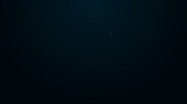 Parlayan neon hattı siyah arka planda izole edilmiş tencere pişirme ikonu. Haşlama ya da güveç besin sembolü. 4K Video hareketli grafik canlandırması