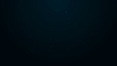 Parlayan neon hattı Et Helikopteri simgesi siyah arkaplanda izole edildi. Et için mutfak bıçağı. Kasap bıçağı. 4K Video hareketli grafik canlandırması