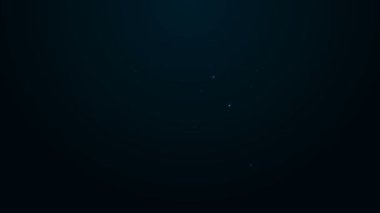 Parlayan neon çizgisi robot simgesi siyah arkaplanda izole edildi. 4K Video hareketli grafik canlandırması