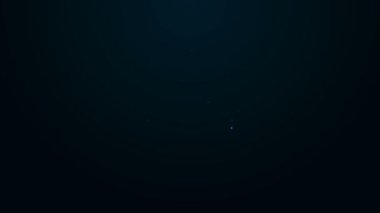 Parlayan neon hattı uzaktan kontrol simgesi siyah arkaplanda izole edildi. 4K Video hareketli grafik canlandırması