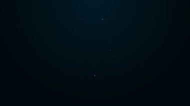 Parlayan neon hattı Elektronik bilgisayar bileşenleri anakart dijital çip entegre bilim ikonu siyah arka planda izole edildi. Devre kartı. 4K Video hareketli grafik canlandırması