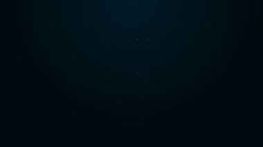 Parlayan neon hattı LED ampul simgesi siyah arkaplanda izole edildi. Ekonomik LED ışıklı ampul. Enerji lambasını sakla. 4K Video hareketli grafik canlandırması