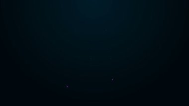 Parlayan neon çizgisi Batarya paket simgesinde siyah arkaplanda izole edildi. Şimşek sembolü. 4K Video hareketli grafik canlandırması