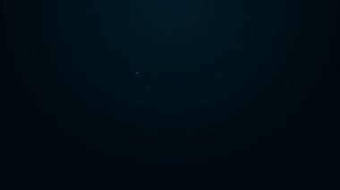 Siyah arka planda parlayan neon çizgisi büyüteç ve taksi ikonu izole edildi. Taksi araması. 4K Video hareketli grafik canlandırması