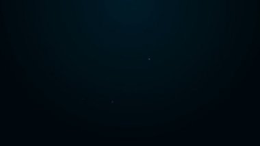 Parlak neon çizgisi. El harita üzerinde ve taksi simgesi siyah arkaplanda izole edilmiş. Konum sembolü. 4K Video hareketli grafik canlandırması