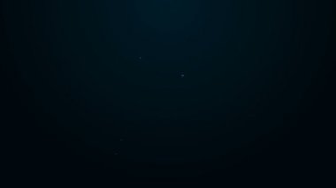 Parlayan neon hattı köpek evi simgesi siyah arka planda izole edildi. Köpek kulübesi. 4K Video hareketli grafik canlandırması