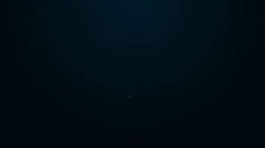 Parlayan neon hattı köpek ağızlığı simgesi siyah arkaplanda izole edildi. 4K Video hareketli grafik canlandırması