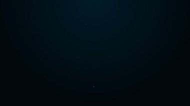 Parlayan neon hattı test tüpü ve matara - kimyasal laboratuvar ikonu siyah arkaplanda izole edildi. Laboratuvar cam levhası. 4K Video hareketli grafik canlandırması