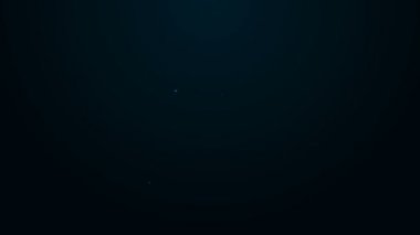 Parlayan neon hattı yakıt ikonu siyah zemin üzerinde izole edildi. Benzin istasyonu ve harita göstergesi. 4K Video hareketli grafik canlandırması