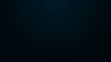 Parlayan neon hattı test tüpü ve matara - kimyasal laboratuvar ikonu siyah arkaplanda izole edildi. Laboratuvar cam levhası. 4K Video hareketli grafik canlandırması