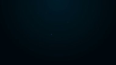 Siyah arka planda izole edilmiş yemek çubuğu ikonu olan bir kasede parlayan neon çizgisi Rice. Geleneksel Asya yemekleri. 4K Video hareketli grafik canlandırması