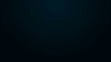 Siyah arka planda parlayan neon hattı Asya erişteleri ve yemek çubukları ikonu. Sokak yemeği. Kore, Japon, Çin yemekleri. 4K Video hareketli grafik canlandırması