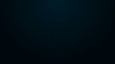 Parlak neon çizgili araba tekerleği simgesi siyah arkaplanda izole edildi. 4K Video hareketli grafik canlandırması