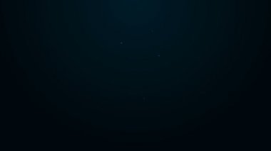 Siyah arkaplanda izole edilmiş araç simgesinde parlayan neon hattı sinyal kornası. 4K Video hareketli grafik canlandırması