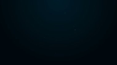 Parlayan neon hattı örgü ören bir çift eldiven simgesi siyah arka planda izole edilmiş. Mitten simgesi. Mutlu Noeller ve mutlu yıllar. 4K Video hareketli grafik canlandırması