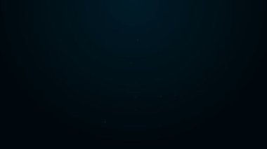 Parlayan neon hattı hediye kutusu ve torba simgesi siyah arkaplanda izole edildi. Mutlu Noeller ve mutlu yıllar. 4K Video hareketli grafik canlandırması