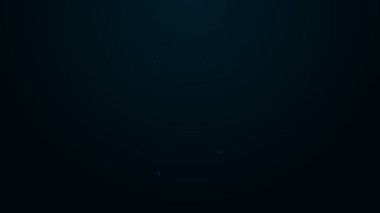 Parlayan neon hattı kahve fincanı simgesi siyah arka planda izole edilmiş. Çay fincanı. Sıcak içecek kahvesi. 4K Video hareketli grafik canlandırması