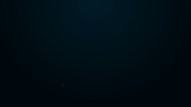 Parlayan neon hattı Noel Baba şapkası simgesi siyah arka planda izole edilmiş. Mutlu Noeller ve mutlu yıllar. 4K Video hareketli grafik canlandırması