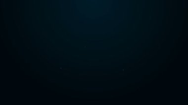 Parlayan neon çizgisi papyon simgesi siyah arkaplanda izole edildi. 4K Video hareketli grafik canlandırması