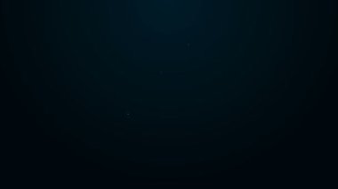 Parlayan neon çizgisi alyans simgesi siyah arkaplanda izole edildi. Gelin ve damat mücevher tabelası. Evlilik sembolü. Elmas yüzük. 4K Video hareketli grafik canlandırması