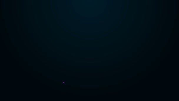 Glow néon ligne icône mitaine de Noël isolé sur fond noir. Animation graphique de mouvement vidéo 4K — Video