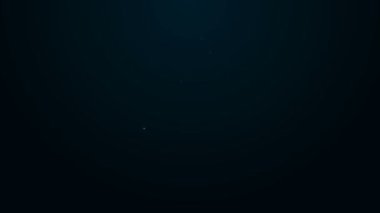 Parlayan neon çizgisi alyans simgesi siyah arkaplanda izole edildi. Gelin ve damat mücevher tabelası. Evlilik sembolü. Elmas yüzük. 4K Video hareketli grafik canlandırması