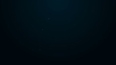 Parlayan neon hattı su geçirmez lastik bot simgesi siyah arkaplanda izole edildi. Yağmurlu hava, balıkçılık, bahçe işleri için çizme. 4K Video hareketli grafik canlandırması