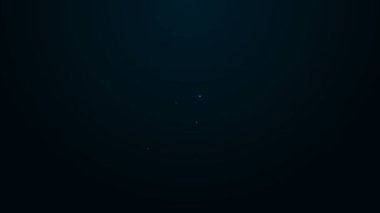 Parlak neon hat zinciri ve siyah arkaplanda izole edilmiş madeni para simgesi. Bağlantı bekar. Hiper bağlantı zinciri sembolü. 4K Video hareketli grafik canlandırması