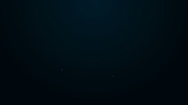 Parlayan neon hattı Zarfı. Siyah arka planda izole edilmiş madeni para sembolü simgesi. Maaş zammı, maaş bordrosu, tazminat geliri. 4K Video hareketli grafik canlandırması