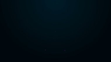 Parlayan neon hattı. Siyah arka planda balık bifteği ikonu var. 4K Video hareketli grafik canlandırması