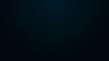 Parlayan neon çizgisi diş ipi simgesi siyah arkaplanda izole edildi. 4K Video hareketli grafik canlandırması