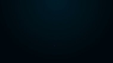 Parlak neon çizgili matkap simgesi siyah arkaplanda izole edildi. Delme ve öğütme aletleri için el işi. 4K Video hareketli grafik canlandırması