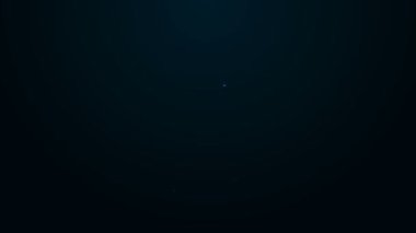 Parlayan neon çizgi kartuş simgesi siyah arkaplanda izole edildi. Av tüfeği av tüfeği fişeği. Tüfek mermisi ikonu. 4K Video hareketli grafik canlandırması