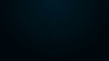 Parlayan neon hattı Japon ninja shuriken simgesi siyah arkaplanda izole edildi. 4K Video hareketli grafik canlandırması
