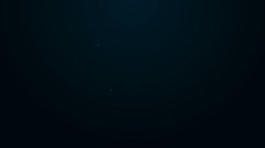 Parlayan neon çizgisi siyah arka planda izole edilmiş beyzbol sopası simgesini geçti. 4K Video hareketli grafik canlandırması