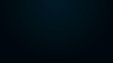 Parlayan neon hattı beyzbol sopası simgesi siyah arkaplanda izole edildi. 4K Video hareketli grafik canlandırması
