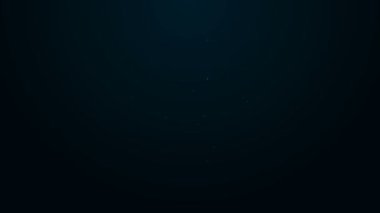 Parlayan neon çizgisi robot simgesi siyah arkaplanda izole edildi. 4K Video hareketli grafik canlandırması