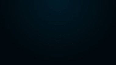 Parlayan neon hattı Global teknoloji veya sosyal ağ simgesi siyah arkaplanda izole edildi. 4K Video hareketli grafik canlandırması