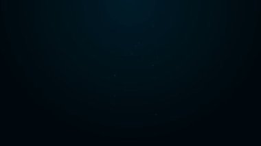 Parlayan neon hattı cam tüp deney tüpü alev ısıtıcı deney ikonu siyah arka planda izole. Laboratuvar ekipmanları. 4K Video hareketli grafik canlandırması