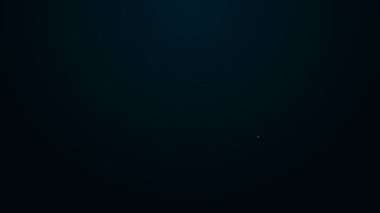 Siyah arka planda izole edilmiş ateş ikonu ile parlayan neon hattı petrol platformu. Gaz kulesi. Endüstriyel nesne 4K Video hareketli grafik canlandırması