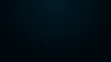 Parlayan neon çizgi kağıt ataç simgesi siyah arkaplanda izole edildi. 4K Video hareketli grafik canlandırması
