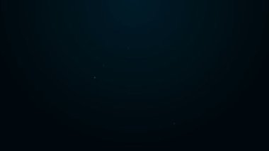 Parlayan neon hattı hesaplama simgesi siyah arkaplanda izole edildi. 4K Video hareketli grafik canlandırması