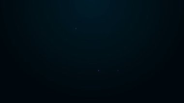 Parlayan neon çizgisi Geometrik şekil küp simgesi siyah arkaplanda izole edildi. Soyut şekil. Geometrik süs. 4K Video hareketli grafik canlandırması