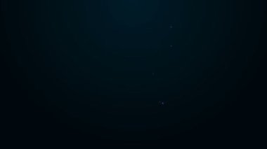 Parlak neon çizgisi kanıt torbası ve tabanca ya da silah ikonu siyah arka planda izole edilmiş. 4K Video hareketli grafik canlandırması