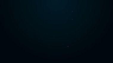 Parlak neon çizgisi kanıt torbası ve bıçak ikonu siyah arka planda izole edilmiş. 4K Video hareketli grafik canlandırması