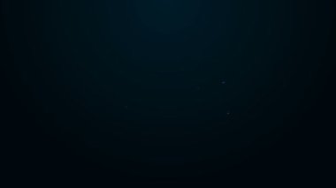 Siyah arka planda izole edilmiş kabza simgesi olan parlak neon çizgisi Kettle. Çaydanlık ikonu. 4K Video hareketli grafik canlandırması